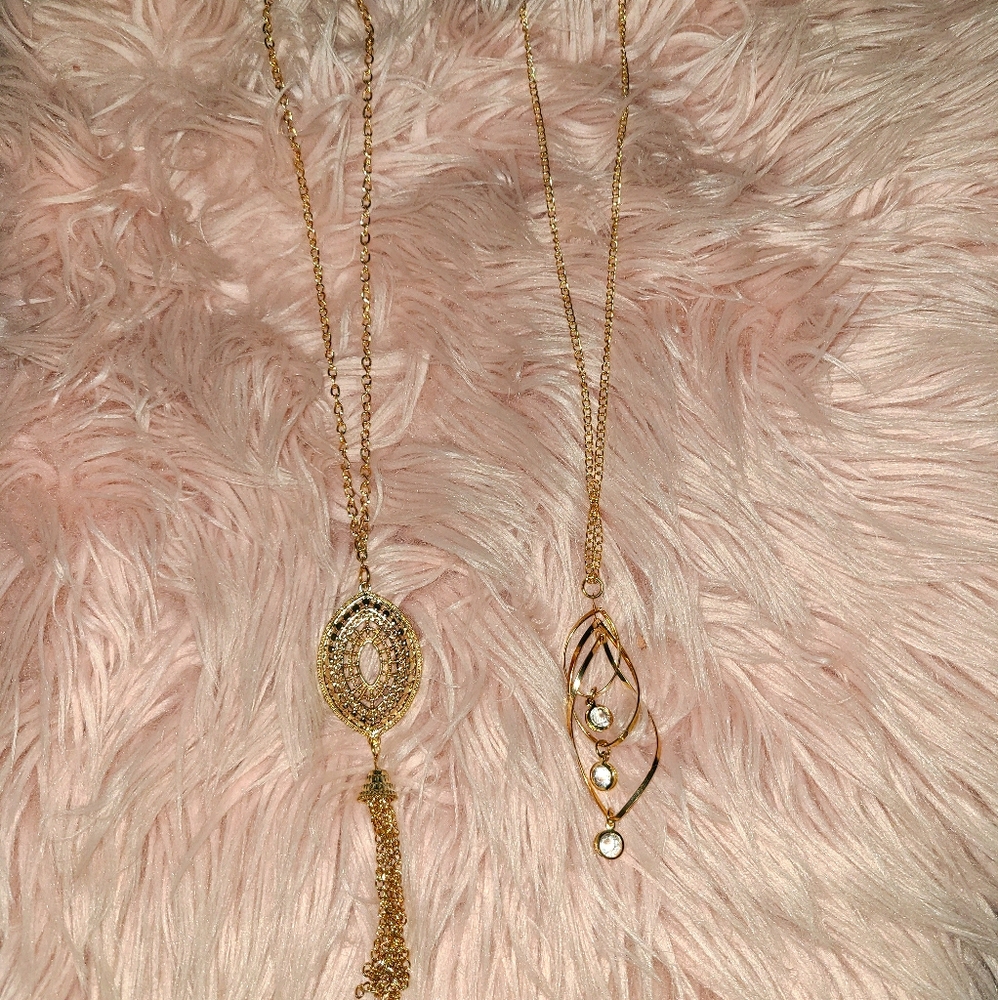 Gold long necklaces